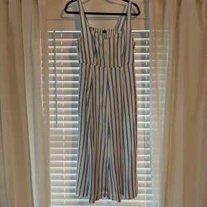 Old Navy Blue and White Striped Linen Top